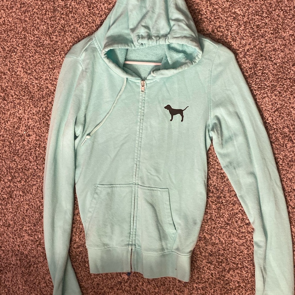 PINK Mint Green Zip-up Hoodie